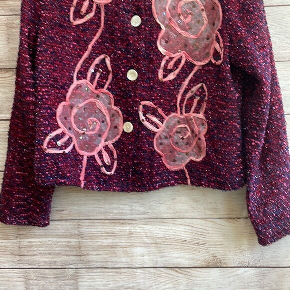 VINTAGE‎ ALEX KIM APPLIQUÉD BLAZER IN FUCHSIA - Picture 3 of 6